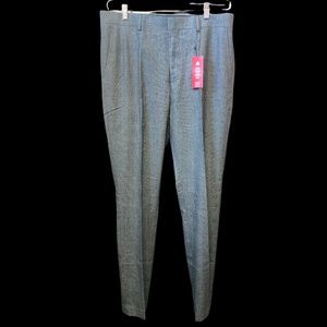 NEW Savile Row Flannel Slim Pant Black White Check